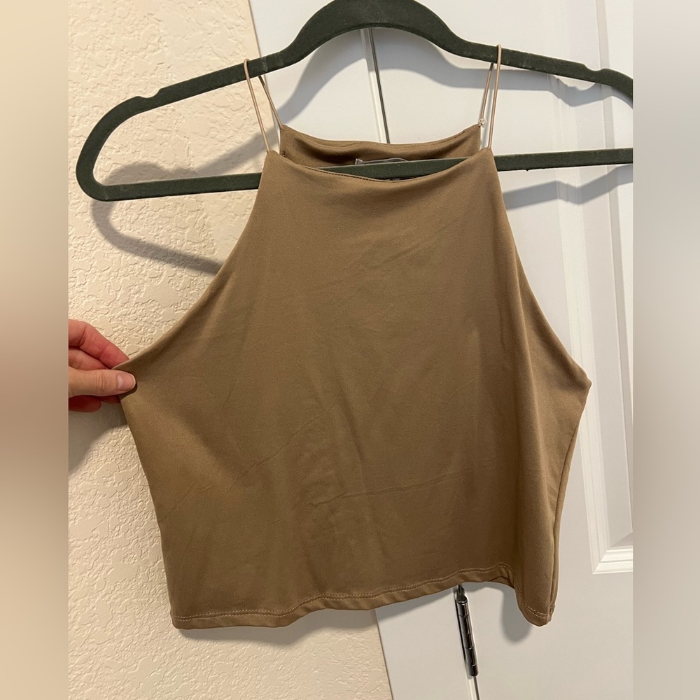 Suede High Neck Tank